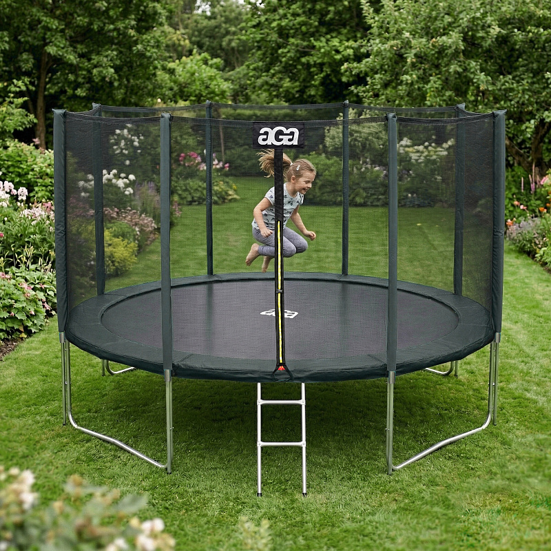 Aga SPORT PRO Trampolin 366 cm Tamnozelena + zaštitna mreža + ljestve - II. KLASA