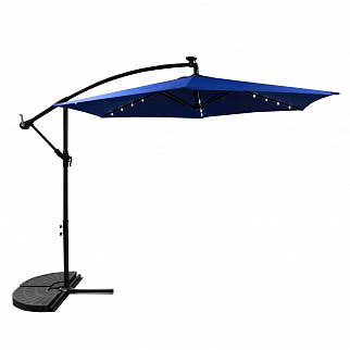 Aga Vrtni suncobran 300 cm Tamno plavi s LED rasvjetom