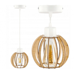 LED stropna svjetiljka - 1xE27 - WHITE WOOD BALL