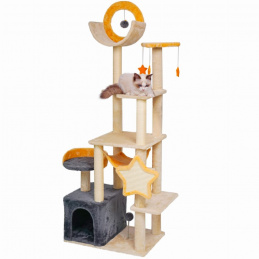 Grebalica za mačku - bež - s zvjezdicama