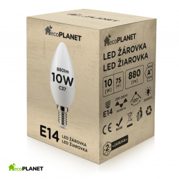 LED žarulja - ecoPLANET - E14 - 10W - svijeća - 880Lm - hladno bijela