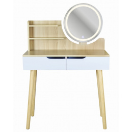 Kozmetički toaletni stolić s LED ogledalom - SCANDI svijetli bukva