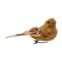 Smeđi ptičice na štipaljci za božićno drvce ukras