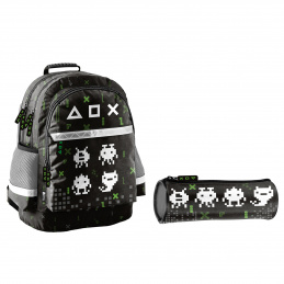 Paso Školski set trokomorni ruksak + pernica Game