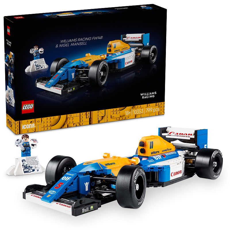 LEGO® Icons Williams Racing FW14B i Nigel Mansell, ukras za stol kod kuće i u uredu 10353