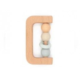 Drvena i silikonska zvečka plava 4m+ BAMBOOM univerzalna