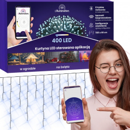 Svjetlosna zavjesa 400 LED - hladno bijela - upravljana aplikacijom