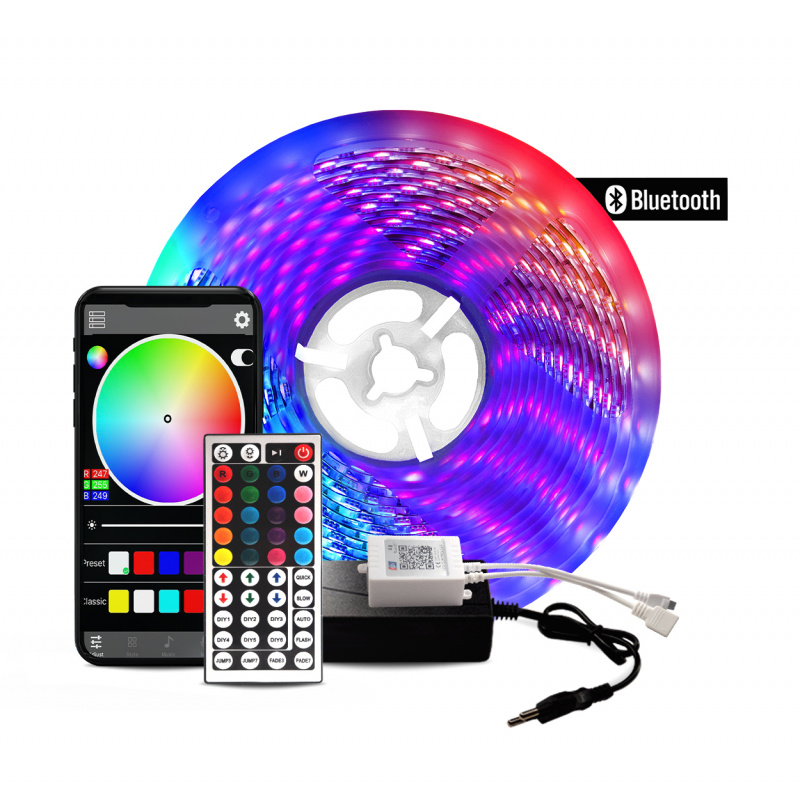 Aga Bluetooth RGB LED traka 5m + upravljač + izvor napajanja