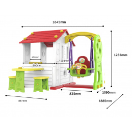 Vrtna kućica 3 u 1 za djecu Crveni krov