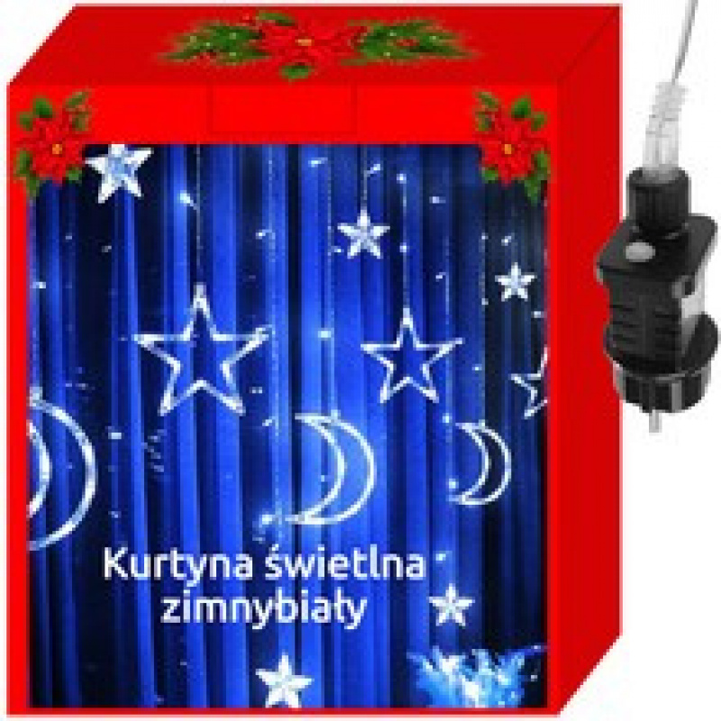 Svjetlosna zavjesa zvijezde, mjesec 138 LED hladno bijela ISO 11330