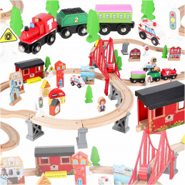 Aga Dječja drvena željeznička pruga 70 dijelova