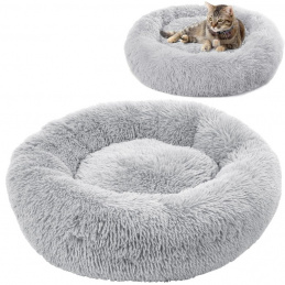 Plišani okrugli krevetić, sivi - 60x60