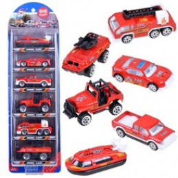 Vatrogasni set 6 metalnih autića ZA3505