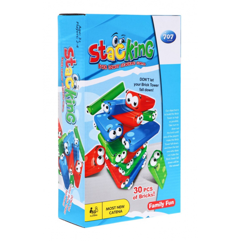 Mini arkadna igra Jenga za djecu 3+ Slaganje tornjeva + 30 šarenih blokova + kocke