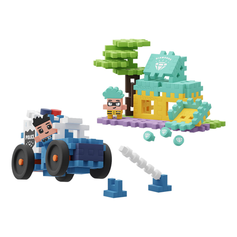 Marioinex MINI WAFFLE Policijski auto i zlatarnica 80 komada