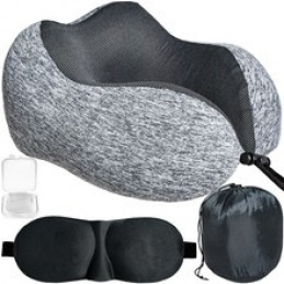 Putni set 3D maska za spavanje siva ISO