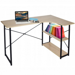 Kutni pisaći stol s policama - crni