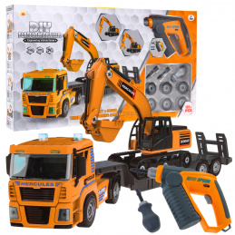 Rotirajuća građevinska vozila za djecu 3+ Kamion + bager + bušilica/odvijač 185 el.