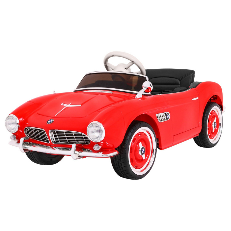 BMW 507 Retro dječji električni auto crveni + LED audio + daljinski upravljač + eko koža + EVA + spori start