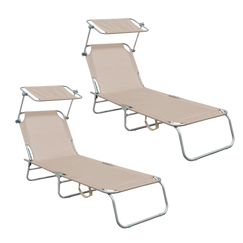 Aga 2x Vrtni ležaljka s nadstrešnicom Bež