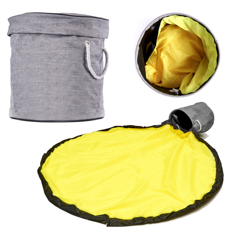 Aga Organizator Košara s podlogom za igru 2u1 Sivo-Žuta