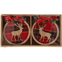 Drvene viseće dekoracije za božićno drvce s motivom sobova