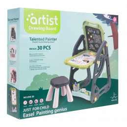 Multifunkcionalna dječja ploča 3+ Magnetna ploča + ploča za kredu + stolica + pribor za pisanje