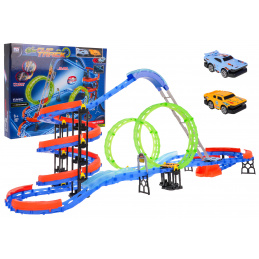Ekstremna trkaća staza s ljestvama za djecu 3+ Građevinski blokovi 116 el. + 2 automobila + 2 petlje od 360 stupnjeva