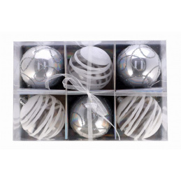 Set od šest srebrnih božićnih ukrasa 3 uzorka za bor