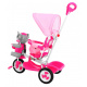 dječji tricikl Elephant Pink + zvukovi + krović + zaštitna pregrada + oslonac za noge + ručka + klizne letvice + prostor za pohranu