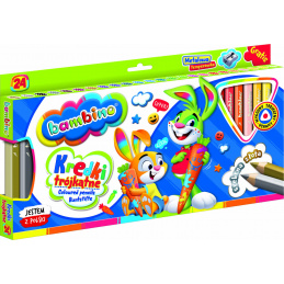 Bambino Trokutaste olovke u drvenom okviru 24 boje + šiljilo