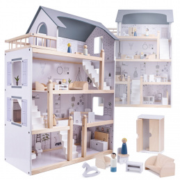 Aga Drvena kućica za lutke s namještajem 80cm