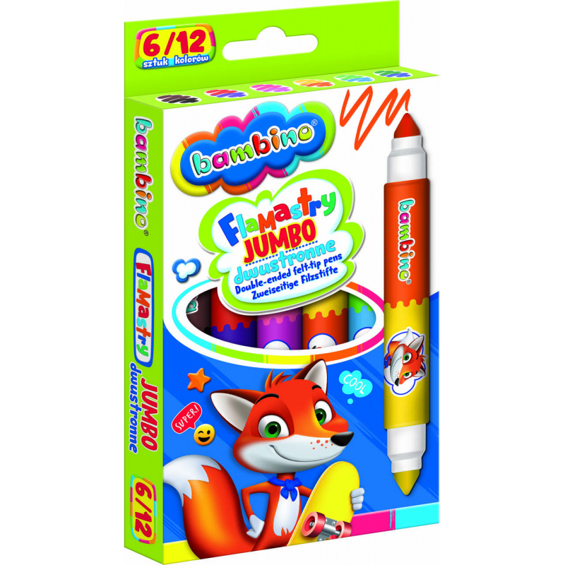 Bambino Obostrani flomasteri Jumbo 6 kom/12 boja