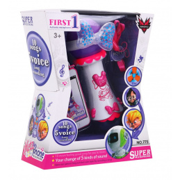 Karaoke mikrofon za djecu 3+ ružičasti Funkcija promjene glasa + svjetla + MP3