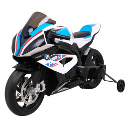 Dječji baterijski motor BMW HP4 Bijeli + pomoćni kotači + spori start + EVA + MP3 LED