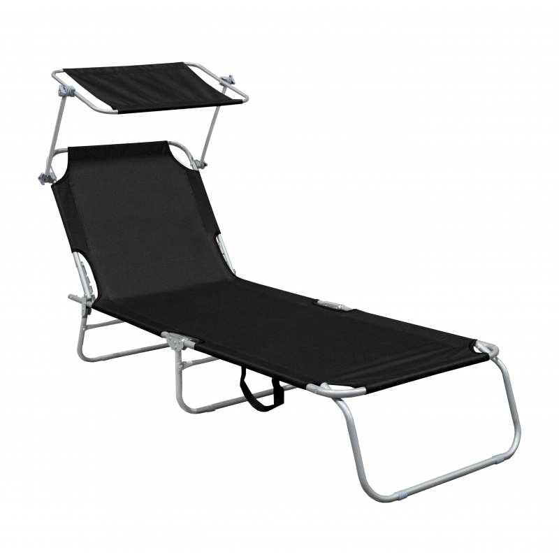 Aga Vrtni ležaljka s nadstrešnicom Crna