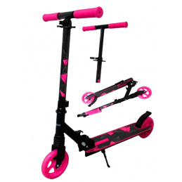 Veliki Romobil H10 RUŽIČASTO-CRNI Sklopivi R-Sport kotači 145 mm do 100 kg