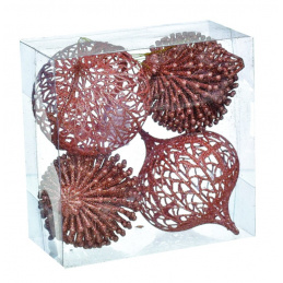 Četiri božićne kuglice set ružičaste sjajne za bor