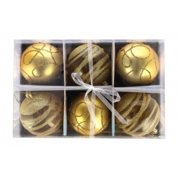 Set od šest zlatnih božićnih ukrasa, 3 uzorka za božićno drvce