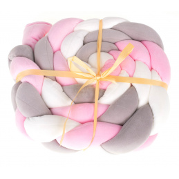 Aga Zaštitni odbojnik za krevetić karirani ružičasti sivi bijeli 8x200cm