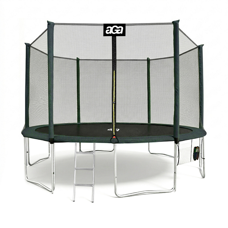 Aga SPORT PRO Trampolin 430 cm Tamno zelena + zaštitna mreža + ljestve + džep za obuću
