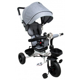 R-Sport Dječji tricikl s vodilicom bez kočnice T4, 360° rotirajući kotači Siva
