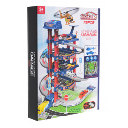 Velika interaktivna garaža za djecu 3+ Električni lift + podloga + 2 metalna autića + dodaci