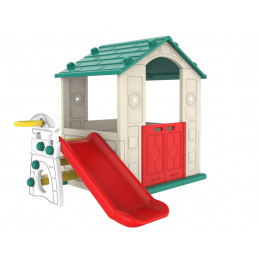 Vrtna kućica 3u1 za djecu Zelena krov + Tobogan + Košarka