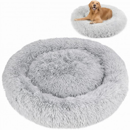 Plišani okrugli krevetić, sivi - 80x80