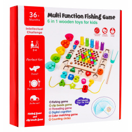 Drveni set edukativnih igara 6u1 za djecu 3+ Sorter ribolov učenje brojeva