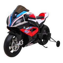 Dječji baterijski motor BMW HP4 Crvena + pomoćni kotači + spori start + EVA + MP3 LED