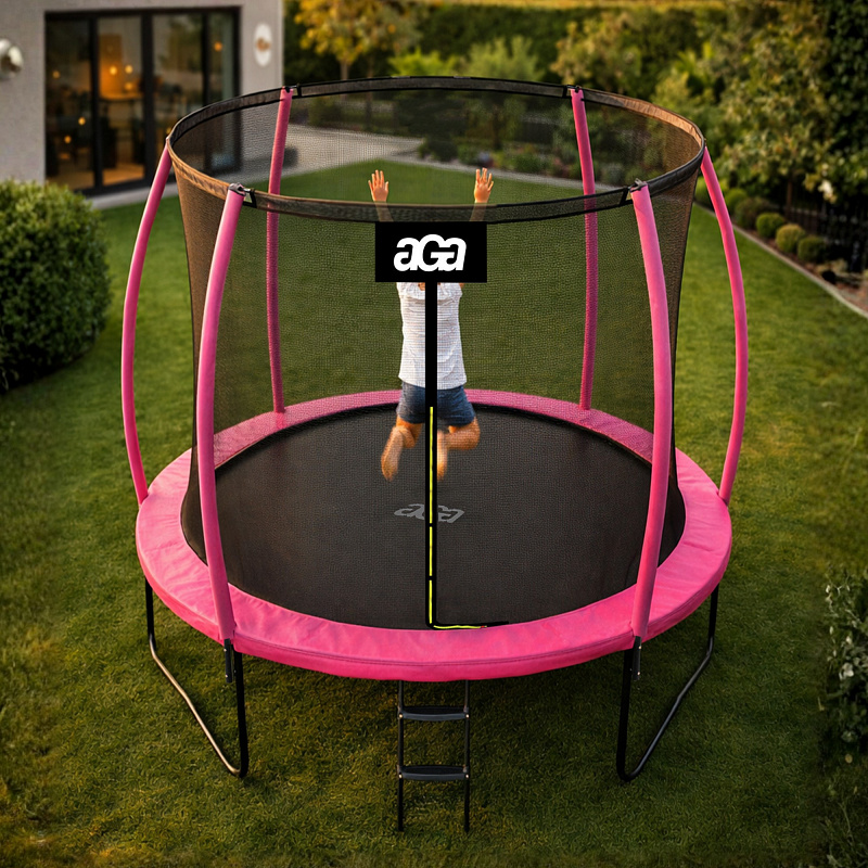 Aga SPORT EXCLUSIVE Trampolin 250 cm Ružičasta + zaštitna mreža + ljestve - II. KLASA