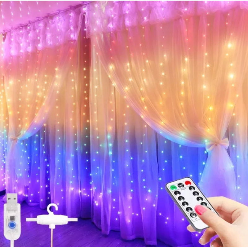 LED svjetlosna zavjesa 3x2,8m - multicolor