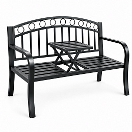 Aga Metalna vrtna klupa s preklopnim stolom 127x53x84 cm